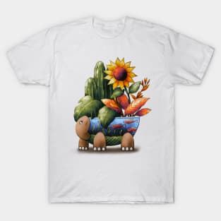 Moving Turtle and Flower T-Shirt